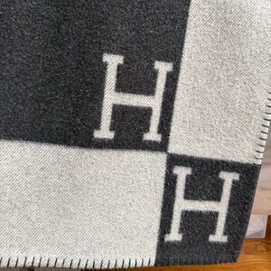 Hermes Black and Gray Wool Avalon Blanket